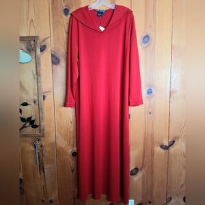 Nina Leonard Knit Long Sleeve Maxi  Dress With Sailor Collar